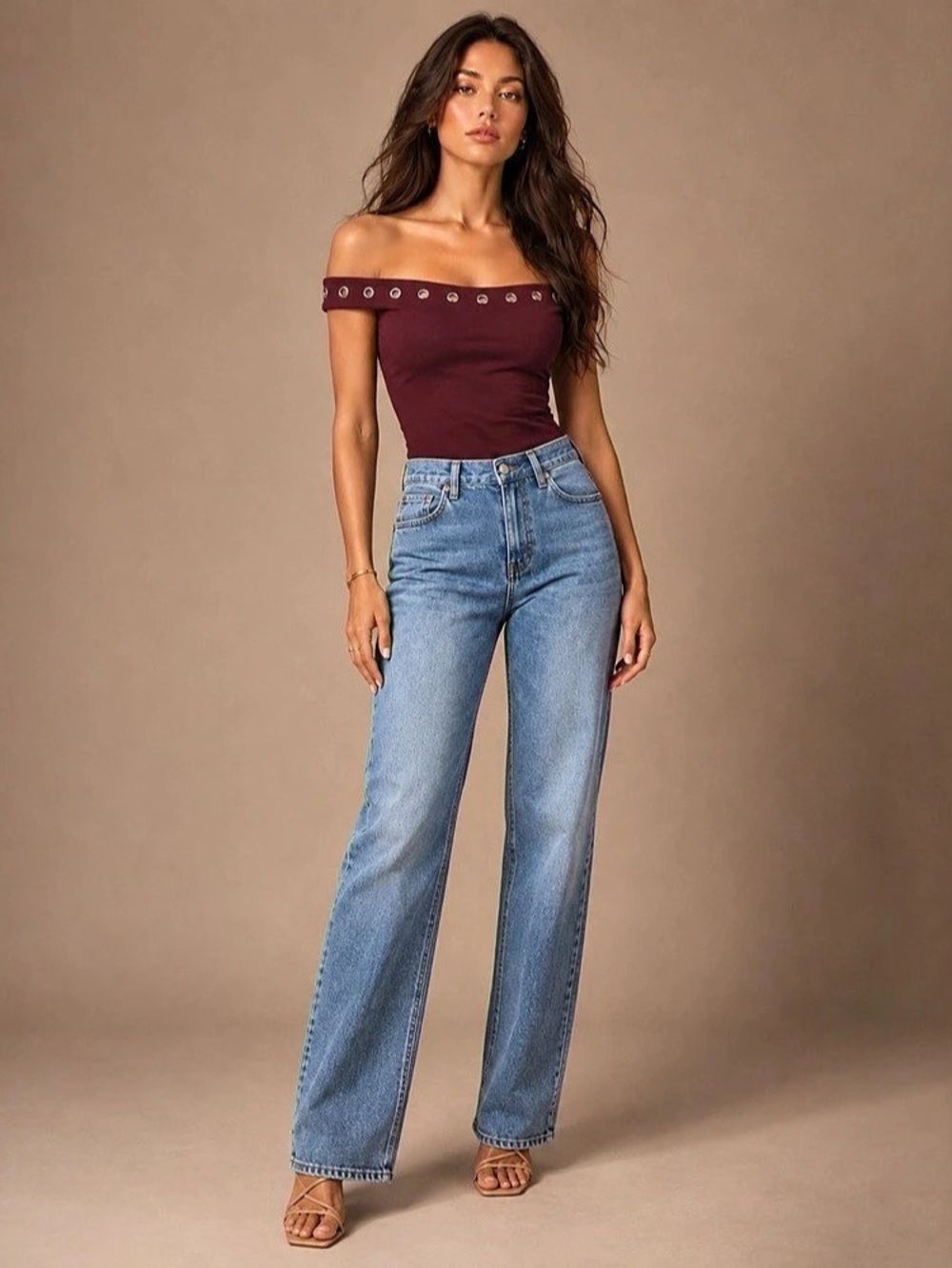 NWT Grommet Off Shoulder Top - Garnet Rust